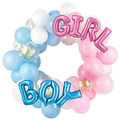 Set 37 Palloncini Gender Reveal Boy or Girl Scritta Coriandoli Palloncini Baby Shower Decorazioni Gender Reveal Party Festa Compleanno Nascita