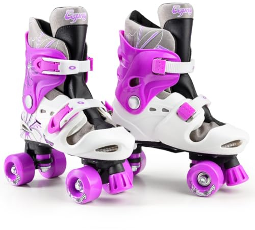 Osprey Roller Skates | for Kids, Beginners, Adjustable Sizing Quad Skates, 4 Wheel Skates, Durable Safe-Lock Straps, Multiple Colours, Purple