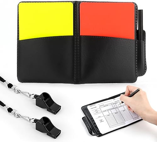 RISVOWO Schiedsrichter Set Fußball Schiedsrichter Karten Set mit 2 Pfeifen Schiedsrichter Rot Gelb Schiedsrichter Karte, Schiedsrichter Set für fußballspiel, Trainer