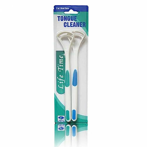 Lot de 2 grattoirs de langue en plastique pour la langue - Pour enlever la mauvaise haleine - Soins bucco-dentaires - Bleu et vert