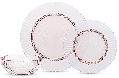 Fortessa Archie Glass 12 Piece Dinnerware Set, Service for 4, Pink
