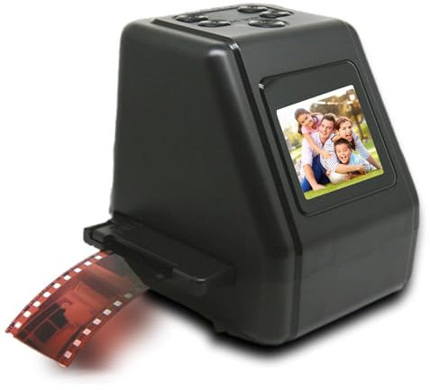 Scanner de Film et de Diapositives, convertisseur de Film et de Diapositives 35mm 135 110 126 et Super 8 en Photos numériques JPG, mémoire intégrée de 128MB, 2 écrans LCD