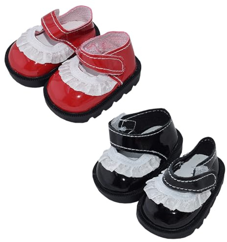 niannyyhouse 20cm Plush Doll Lace Leather Shoes Length 5.5cm 8in Doll Accessories Dress Up (a2)