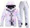 ALSOGO Damen Skijacke & Skihose Set Skianzug 2 teilig Schneeanzug Wasserdicht Schneejacke Winddichte Schneehose mit Abnehmbare Kapuzen Trägern zum Skifahren Snowboarden TY304 Weiß M