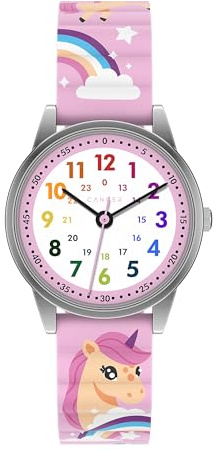 Cander Berlin MNA 0430 E Kinderarmbanduhr Klettverschluss Magnet Armbanduhr Kinder Mädchen 3 ATM wasserdicht Lernuhr analog Lernen Einhorn rosa