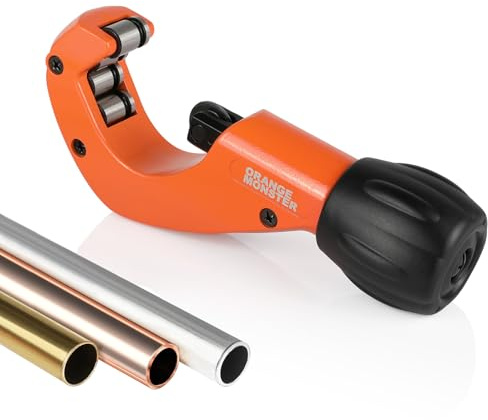 ORANGE MONSTER Telescopic Tube Cutter 1/8 to 1-3/4 (3-45mm), Professional Tube Cutter with Deburring Tool, 4 Roller Tracking System, for Copper, Aluminum, Brass Tube