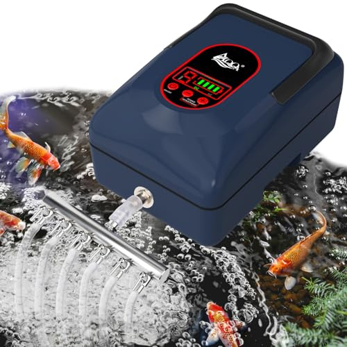 AQQA Rechargeable Aquarium Air Pump, 12W Portable Aerator for Fish Tank & Pond, 6 Outlets 280 GPH for 5-1000 Gallon, Outdoor Fishing and Emergency Power Outage