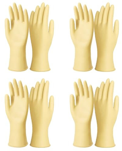 SXTYYH Antidérapant Gants Menage, Gants en Caoutchouc Imperméables Longs Gants Vaisselle for La Cuisine Réutilisables Gant Vaisselle Gant De Menage(Yellow,4 Pairs_S)