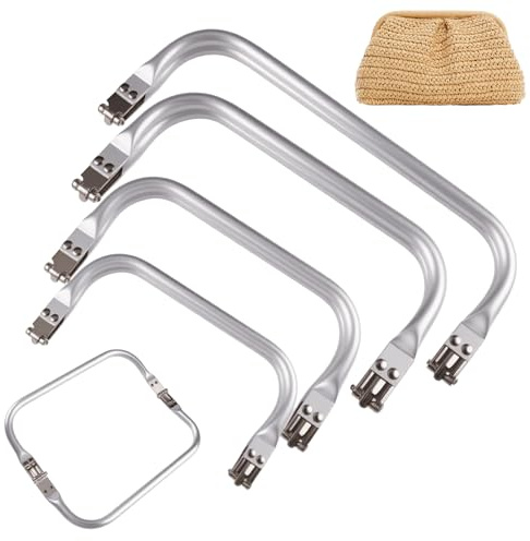 4 Pezzi Chiusura Borsa Uncinetto Cornice a U, Borsa a Forma di U Manico Interno, Chiusura a Molla per Borse in Alluminio, 16cm, 18cm, 20cm, 25cm, per Progetti DIY, Artigianato Fai da Te Craft