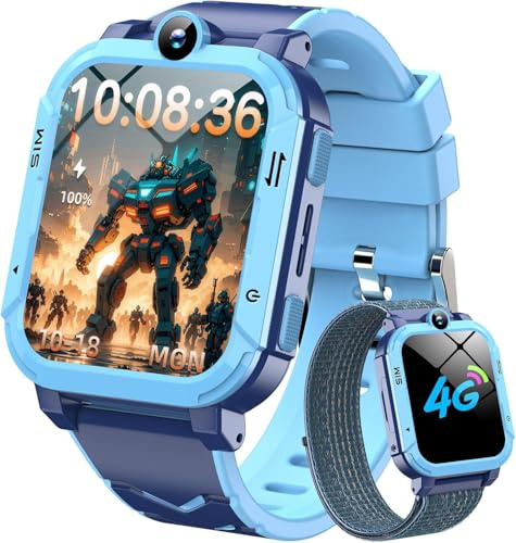 Blackview Smartwatch per Bambini Smartwatch GPS+LBS+Wi-Fi Tracciatrice, SOS, 4G Chiamate, Chat vocale, Videochiamata, SMS, Gioco, Fotocamera, Calcolatrice, Contapassi, Sveglia per Regalo Bambini
