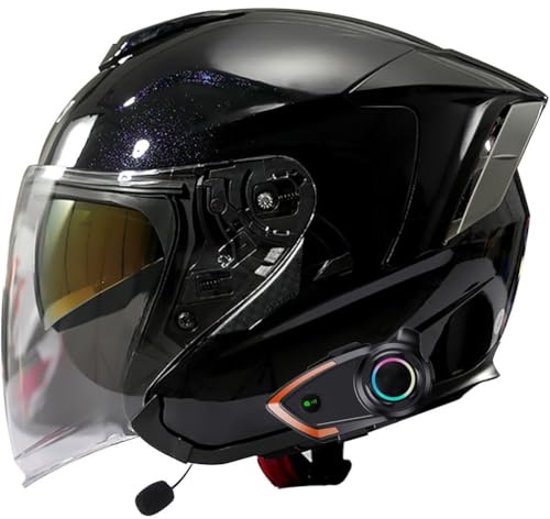 Byroads Bluetooth intégral Casco Moto Jet con ECE Homologado Casco Moto Abierto Custom Scooter para Mujer Hombre Adultos con Doble Visera Cascos Abiertos Moto