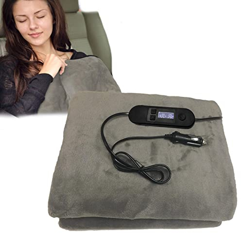 Couverture Chauffante Voiture allumes Cigare, 100x70cm Couverture Chauffante Pour Voiture 12v, Avec 4 Niveaux De Chauffage Et Minuterie, Jeté Chauffants Portable Pour Camping, Voyage