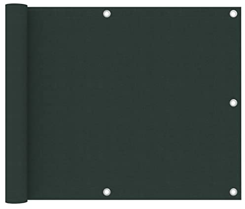 Mokuyary Protección visual para balcón, color verde oscuro, 75 x 400 cm, tela Oxford, revestimiento de balcón, cubierta opaca contra el viento para jardín, terraza, exterior