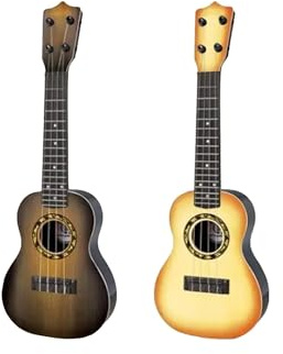 MSQUARE Kids Wooden Guitar Toy, 4 Adjustable Strings, Musical Instrument, Durable & Lightweight, Music Toy for Early Skill Development & Creative Play, Random Color