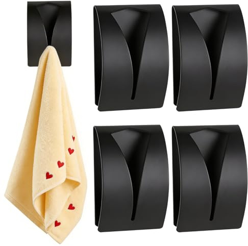 TINA.WIN 4 Stück Geschirrtuchhalter ohne Bohren Edelstahl schwarz matt