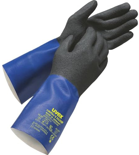 Uvex Chemikalien-Schutzhandschuh rubiflex S XG 35 B, Nitril-Beschichtung, schwarz/blau, Gr.: 8