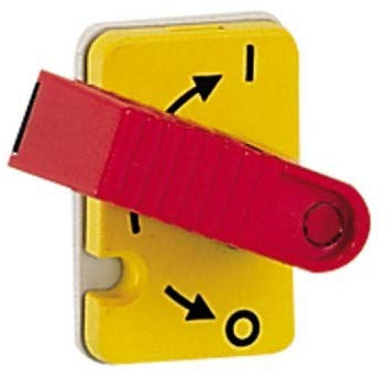 Interrupteur-sectionneur Vistop 32A - 4P avec cde frontale et poignée rouge - plastron jaune