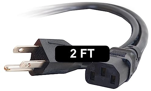 C2G 2FT Premium Replacement AC Power Cord - Durable Power Cable for TV, Computer, Monitor, Appliance & More (24240)