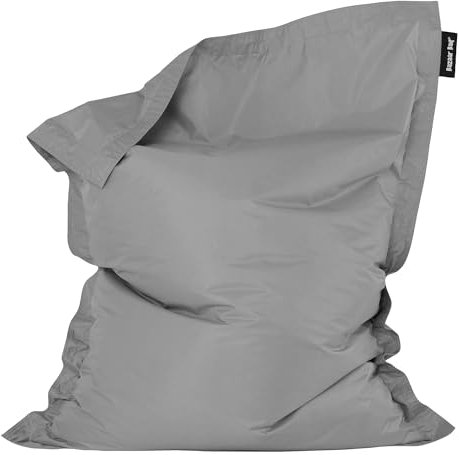 Bean Bag Bazaar Giant Bean Bag, Grey, Water Resistant Fabric, Floor Cushion, Beanbag for Indoor and Outdoor Use, Bean Bag with Filling Included, 180cm x 140cm, Gaming, Living Room, Garden