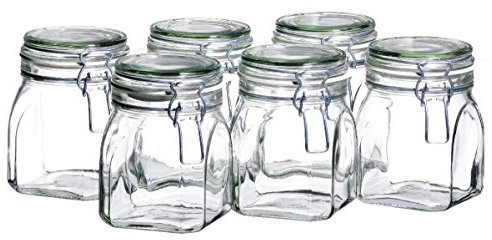 MÄSER 925339 Gothika, Einmachgläser 750 ml, 6er Set, made in Germany, Vorratsgläser mit Deckel und Drahtbügel zum luftdichten Aufbewahren, Einkochen und Einlegen, Glas, transparent