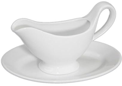 'Holst Porcelaine Sa 115 FA1 Saucière 0,33 l LUKULLUS sur Soucoupe ita Blanc 24,5 x 17 x 13,5 cm