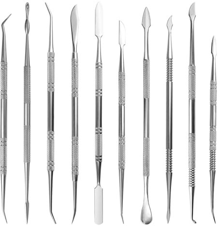 TOVOT 10 Stück Ton-Bildhauerwerkzeuge Modellierwerkzeuge aus Edelstahl D Doppelköpfige Bildhauerwerkzeuge Ton-Modellierwerkzeuge für Handwerk