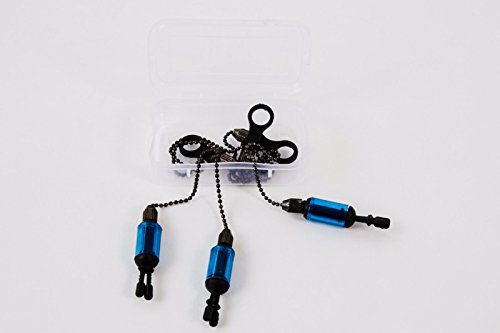 3 x Carp Coarse Fishing Chain Bite Alarm Bobbings Swingers Indicators BOX (Blue)