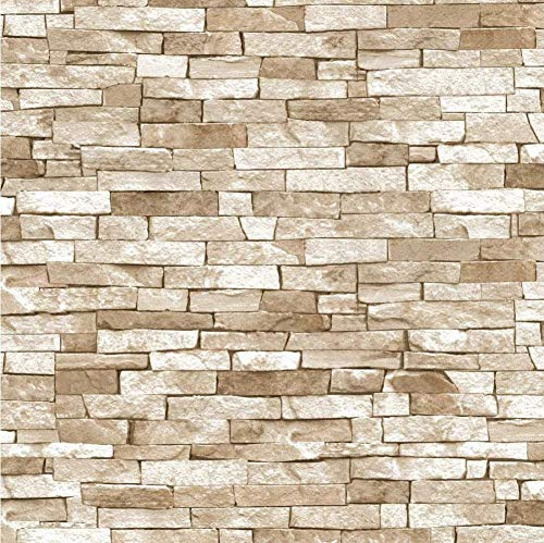 3D Effect Brick Wallpaper Beige Natural Stone Slate Rustic Weathered Texture Y�L