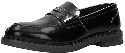 WOJAS Mocassins Penny pour homme en cuir verni, mocassins élégants avec talons larges, 10137-31 - Noir