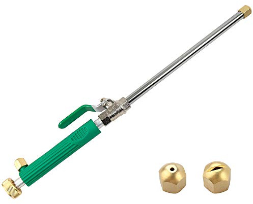 High Pressure Power Washer wand , Hydro Jet Water Hose Nozzle,Watering Sprayer Cleaning Tool, Wand Lance for Gutter Patio Car Pet Window Glass Green