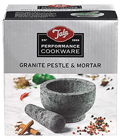 Tala Granite Pestle and Mortar Set, Heavy duty stone design for maximum effect, Grinds spice, herbs and seeds with ease to release the aroma, Made with natural Stone