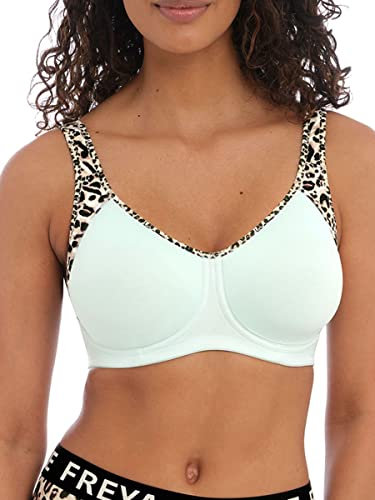 Freya Active Sonic Moulded J-Hook Sports Bra Pure Leopard Aqua White 30DD