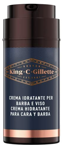 King C. Gillette Feuchtigkeitscreme für Herren und Bart, Pflege für Herren, mit Vitamin B, 1 Packung mit 100 ml, ideal für Herren-Bart-Set, Geschenkidee für Herren