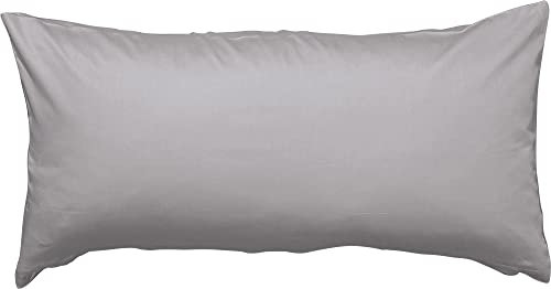 Erwin Müller Kissenhülle, Kissenbezug Mako-Satin Landshut, 100% Baumwolle - seidiger Glanz, mit praktischem Reißverschluss, temperaturausgleichend - Silber Größe 40x80 cm