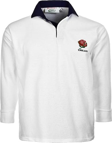 New Model UK England Rugby Shirt Men’s Long Sleeve - Rugby Jersey for Fans (S to 5XL) (M, White)