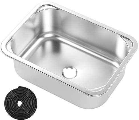 15 X 11 Drop in 304 Stainless Steel Single Bowl RV Sink with 40mm Drain, Flush Mounted Hand Wash Basin Sink for Van Boat Yard Office