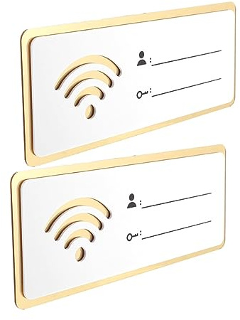 STOBOK Panneau Wi-fi En Acrylique 8×20cm, Lot De 2, Tableau Indicateur Mot De Passe, Utilisation Domestique Et Bureaux, Signalétique Murale Claire