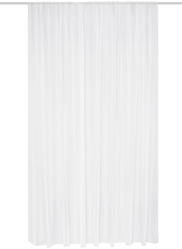 HOME WOHNIDEEN 41082 Fertigstore KYRA aus Effektvoile mit Streifen, weiß, Kräuselband, Farbe:weiß, Größe:145 x 450 cm, Anzahl:1x