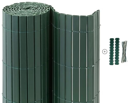 casmartis Premium PVC Sichtschutzmatte - grün - 90 x 1000 cm (2-teilig) - Zaunsichtschutz, Sichtschutzzaun, Balkonverkleidung, Zaunblende Garten Balkon Terrasse