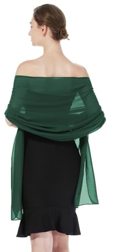 BEAUTELICATE Chiffon Shawl and Wraps Lightweight Scarfs Stole Silk Feeling Sheer Cover Up For Women Summer Wedding Bridesmaids Evening(Widen - Hunter Green)