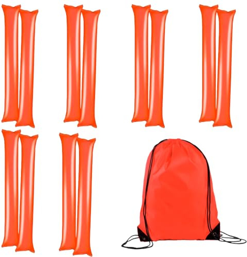 HYDROGELIX®20x pares de aplaudidores hinchables de plástico + mochila de regalo - regalos, fiestas, deportes, despedida de solteros despedida de solteras, Aplaudidores hacen ruido al golpear (Naranja)