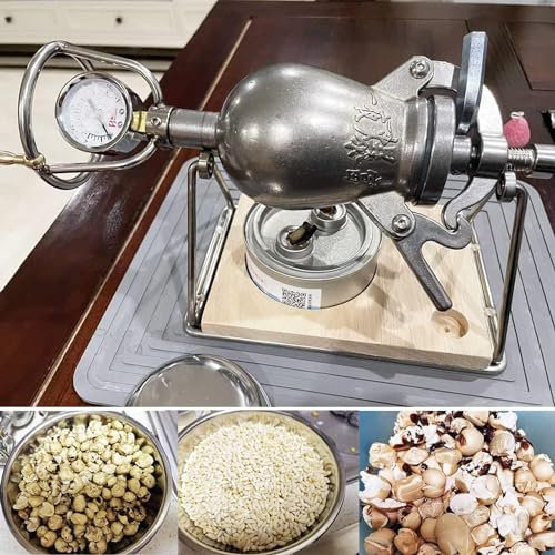 LZDOYY Macchina per Popcorn in Acciaio Inossidabile 304, Mini Macchina per Popcorn, Macchina per Popcorn a Mano, Piccola Macchina per Popcorn ad Alta Pressione Domestica,328ml