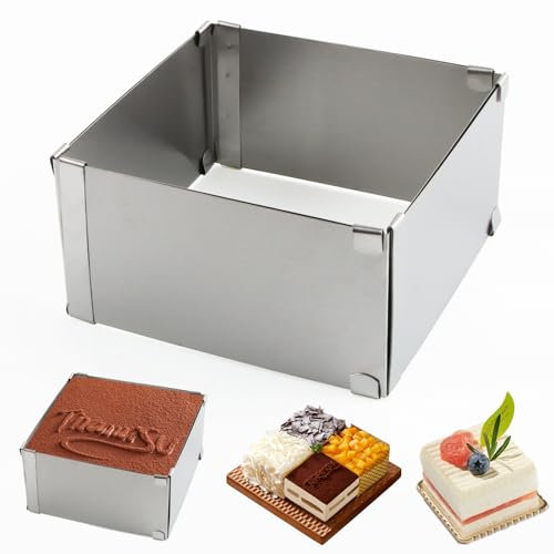 XIMEY Anello Torta Rettangolare, Teglia Rettangolare per Dolci, Stampo Rettangolare Torta, 8 cm di Altezza Anello per Torta, Anello Torta in Acciaio Inossidabile per la Cottura di Torte