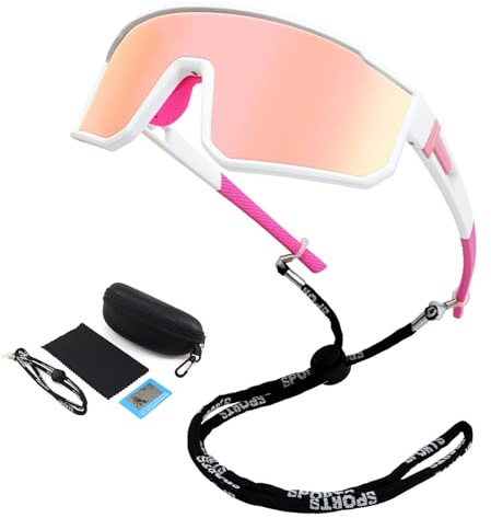 NAMIS Occhiali Ciclismo Uomo Donna UV400 Occhiali Veloci Regolabile Occhiali Bici Rosa Occhiali Running Antivento Occhiali da Sole Sportivi Polarizzati per Sci MTB Alpinismo Corsa Baseball