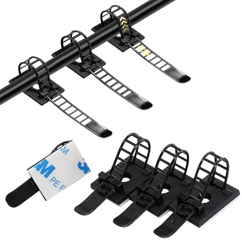 LUMOOM 50 supporti per cavi autoadesivi, fascette in nylon regolabili, clip per cavi autoadesive, morsetti per cavi per scrivania organizer, supporti per cavi riutilizzabili