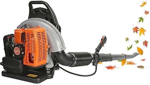 Soffiatore a zaino a benzina da 68,5 cc, soffiatore a benzina a 2 tempi con tracolla, condotto dell'aria rimovibile, potente forza eolica, soffiatori da giardino a batteria da 7000 giri/min