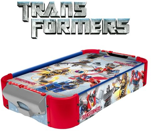 World Tech Toys Transformers Air Hockey Table for Kids - Wooden Tabletop Game with Puck, Pushers & Air Flow System - Hasbro Licensed - Kids 4+