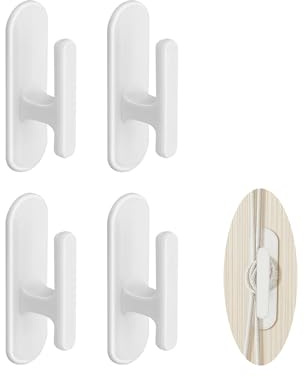 4Pcs Blind Hooks for Cord,Self Adhesive Blind Cord Safety Device Cleats Clips,White Plastic Curtain Hook Wrap Cleat for Home Office Bedroom Living Room School Kitchen Kindergarten Other Places,Durable