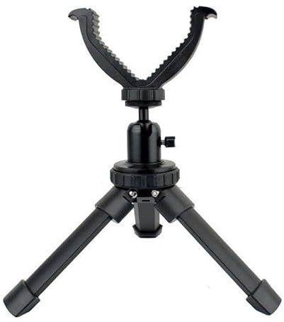 Shooting Tripod Stand Hunting Shooting Stick Aluminum Gun Rifle Rest Portable with 360 Rotation V Yoke Stand for Range Table Bench Shooting Practice