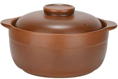 Générique Cocotte en Terre Cuite avec Couvercle, Plat en Céramique pour Cuisson Au Feu De Bois, Pot en Faïence Traditionnel pour Mijotage, Rôtissage Et Cuisson Au Four(Size:2.5L)